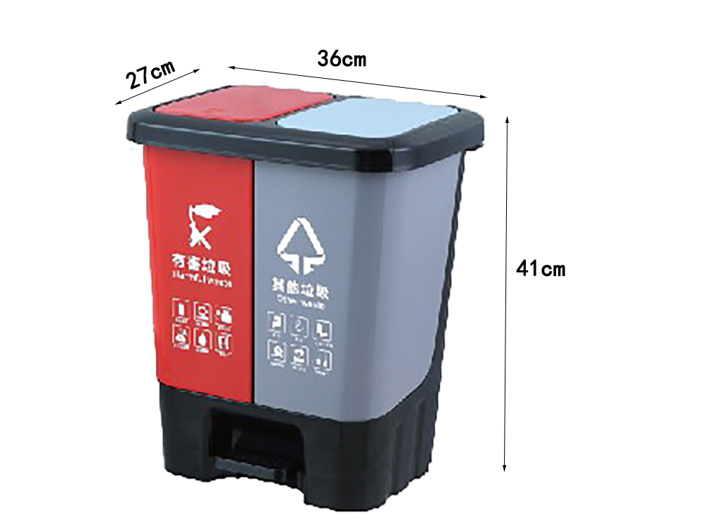 Step-on pedal waste bin with dual recycling compartments